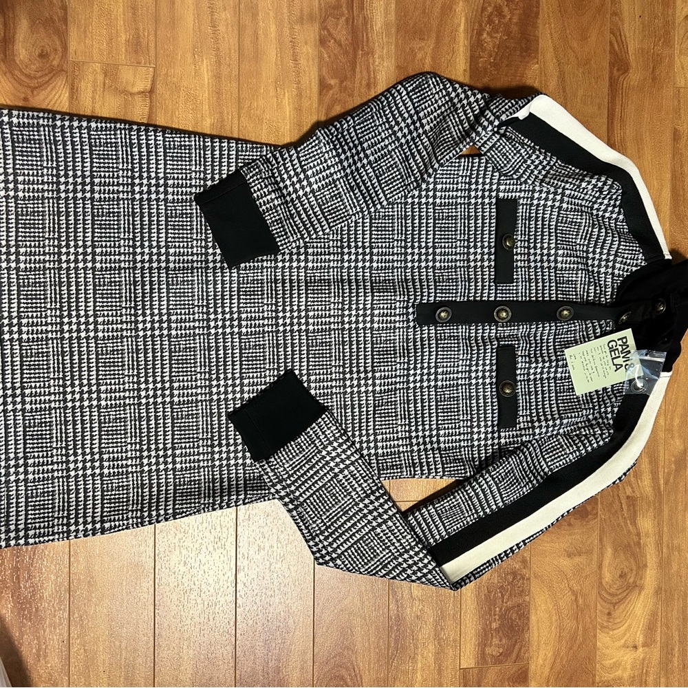 Chic Black and White Pam & Gela Plaid Dress